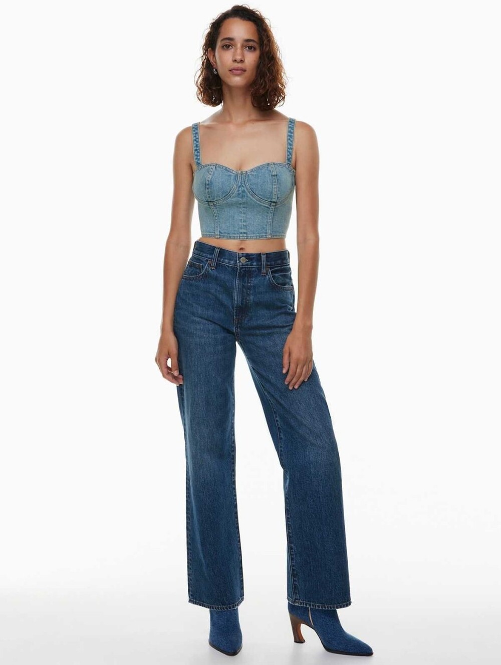 Denim Forum The Farrah Hi-Rise Wide Leg Jeans Medium Wash Sz 23